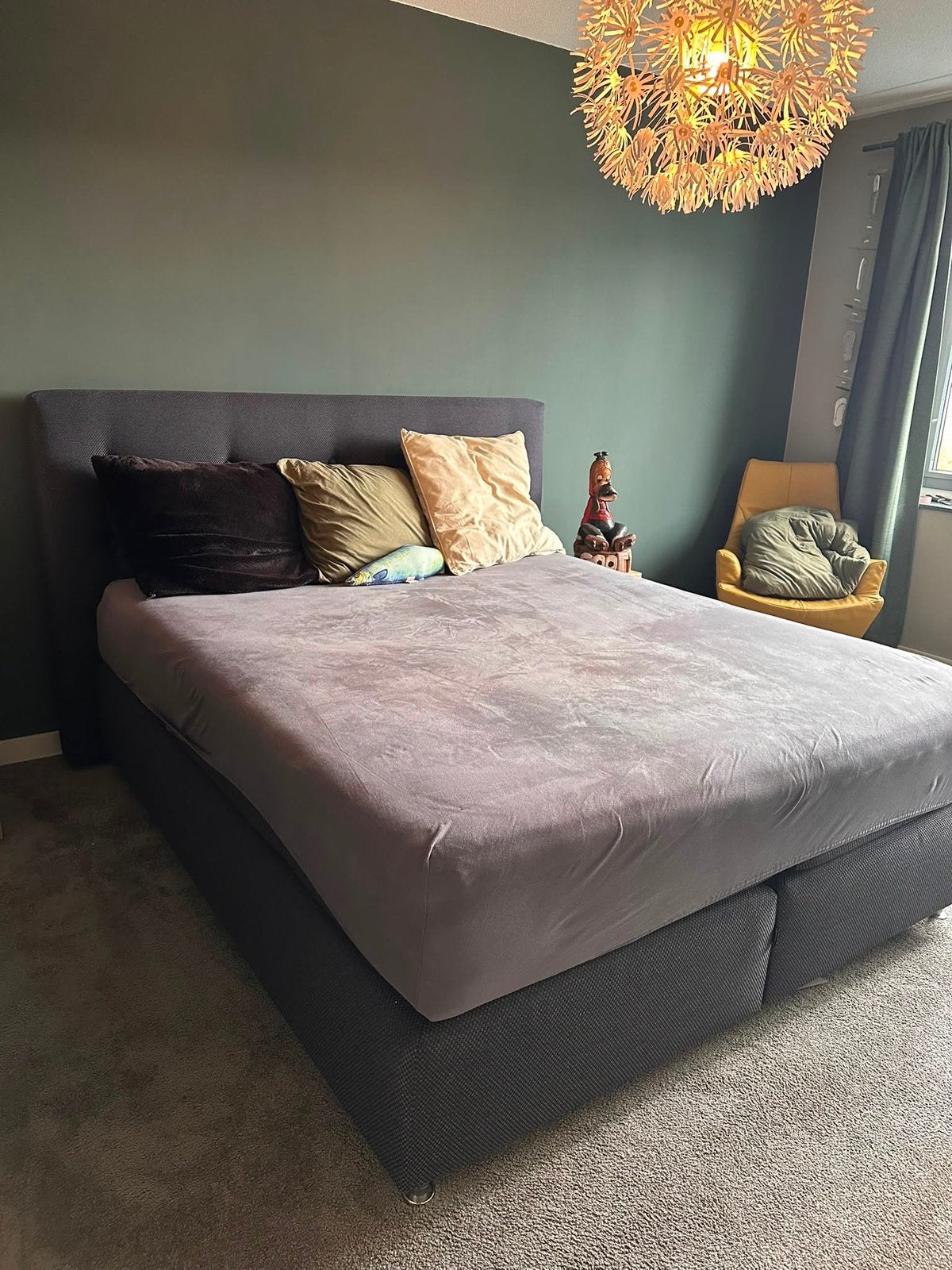 Boxpring 180 cm x 220 cm, Ophalen, 210 cm, Tweepersoons, Zo goed als nieuw