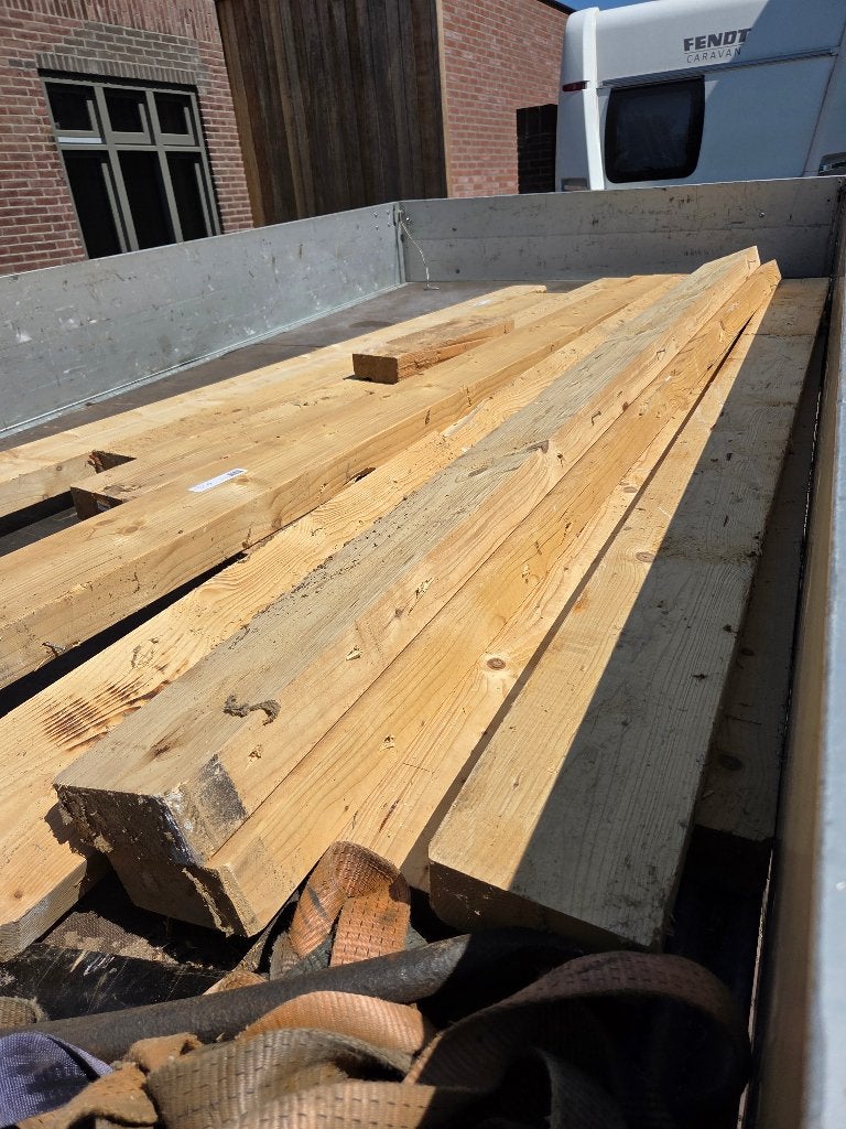 12 x 6.5 cm bij 16.5 cm gebruikte houten balken, Doe-het-zelf en Verbouw, Hout en Planken, Ophalen, Minder dan 25 mm, Zo goed als nieuw
