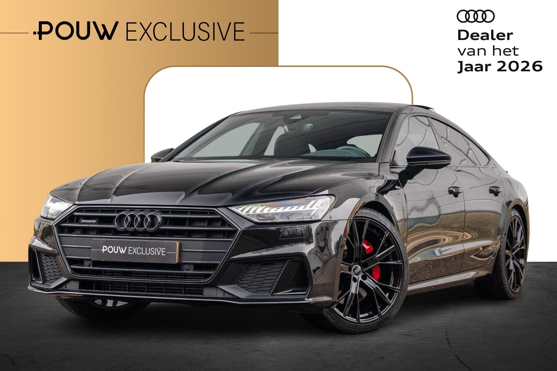 Audi A7 Sportback 55 TFSIe 367PK PHEV Quattro S Edition Comp, Auto's, Audi, 14 kWh, Gebruikt, 4 cilinders, Zwart