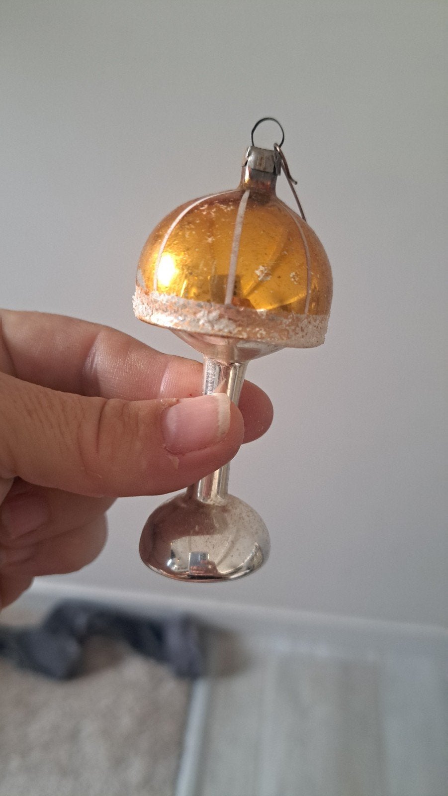 kerstversiering vintage lampje/paddenstoeltje, Ophalen of Verzenden