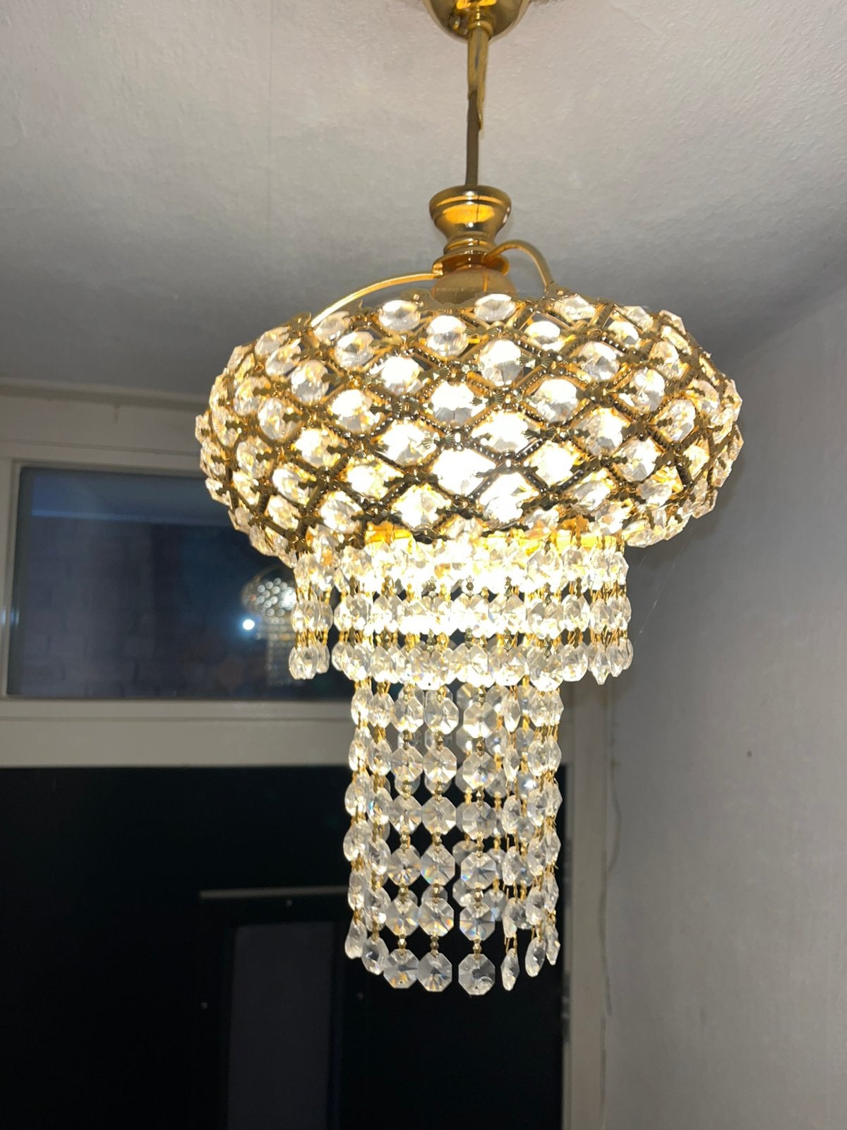 Swarovski Hanglamp - Bladgoud - Swarovski Kristal AAA++, Ophalen, Zo goed als nieuw, Swarovski