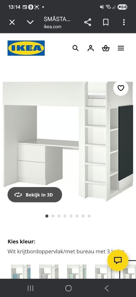 IKEA SMstad Hoogslaper met kast en lades, Ophalen, Hoogslaper, Eenpersoons, 200 cm