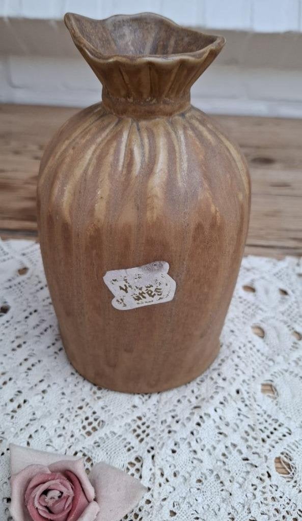 Vintage Franse Vieux Gres vaas in de vorm van een zak, Antiek en Kunst, Ophalen of Verzenden