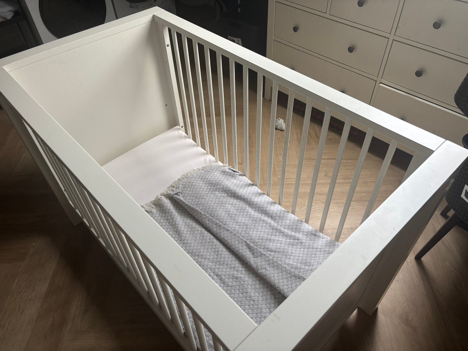 Wit ledikantje 70/130, Ophalen, Zo goed als nieuw, Minder dan 140 cm, Matras