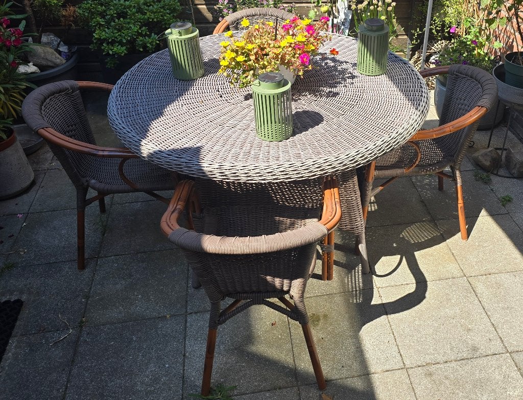 Tuinset, Tuin en Terras, Tuinsets en Loungesets, Gebruikt, Tuinset, Aluminium, 4 zitplaatsen, Ophalen