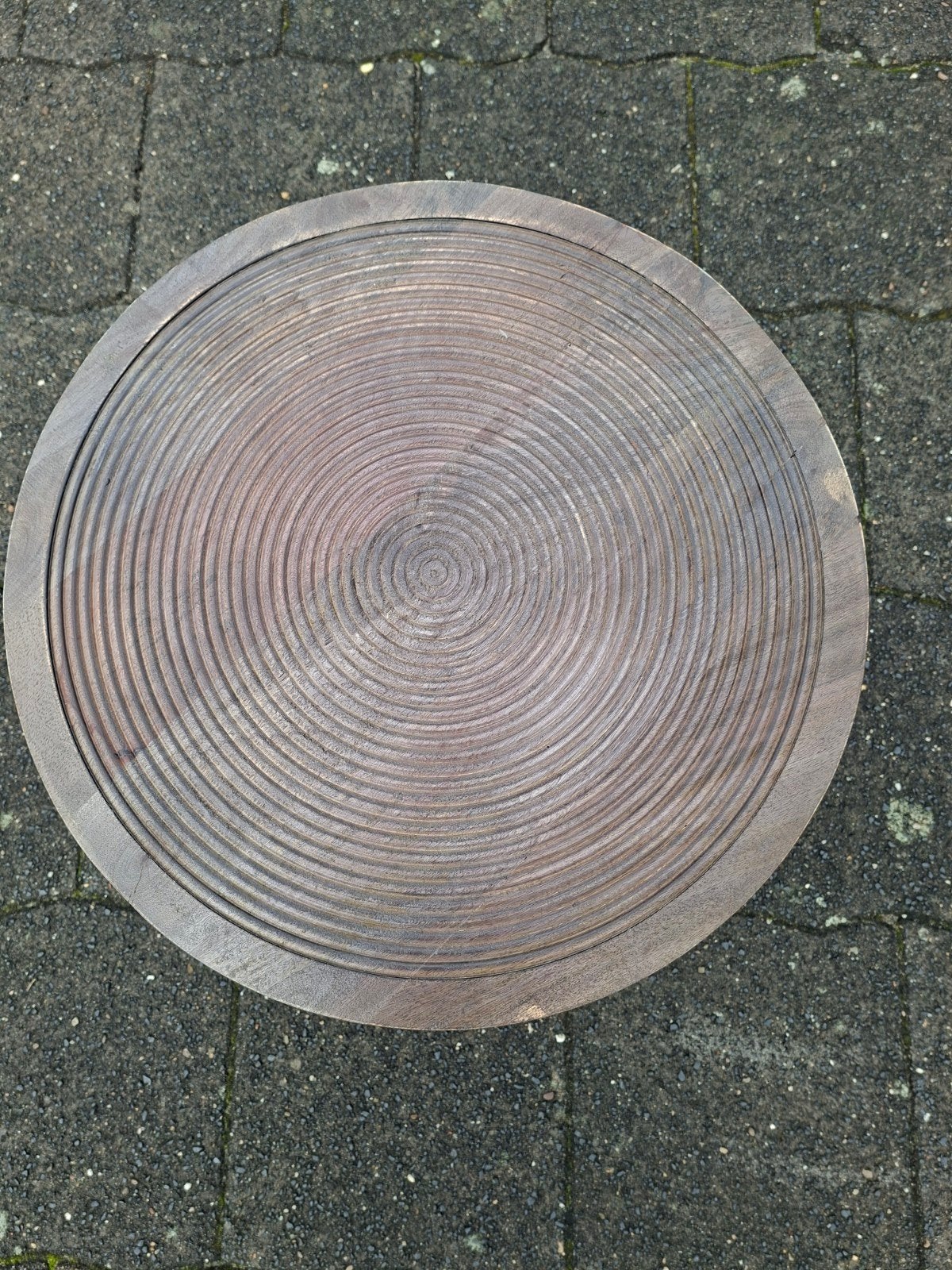 leuke houten bijzettafel Indonesisch hardhout, Huis en Inrichting, Minder dan 45 cm, Minder dan 55 cm, Rond, Ophalen of Verzenden
