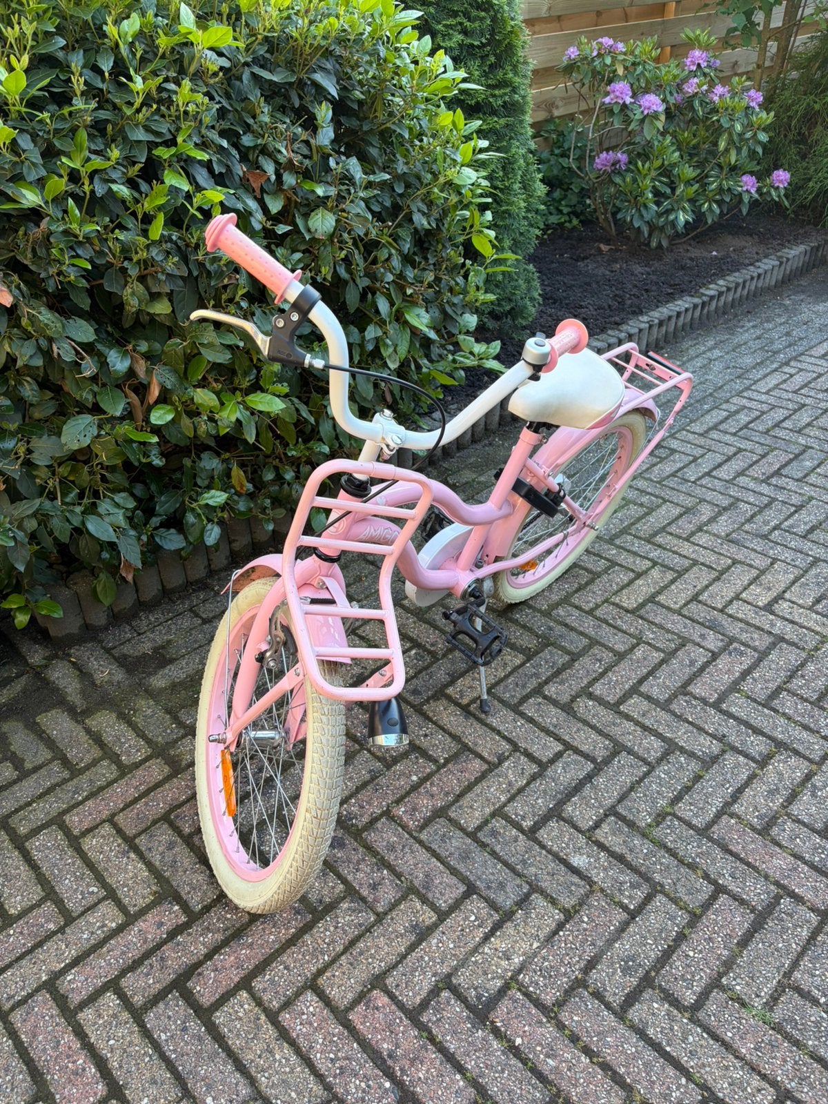 Kinderfiets 20 inch roze, Ophalen, Gebruikt, Terugtraprem, 16 tot 20 inch