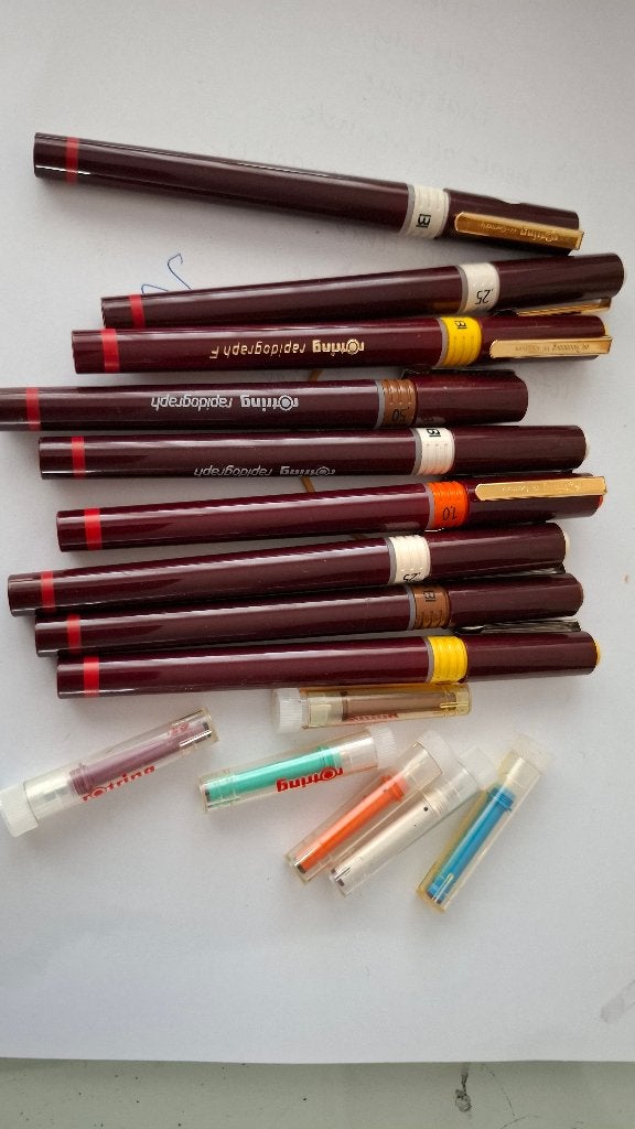Rotring Rapidograph pennen 0,15 0,20 0,50 0,70 1 2, Ophalen of Verzenden, Nieuw, Balpen, Overige merken