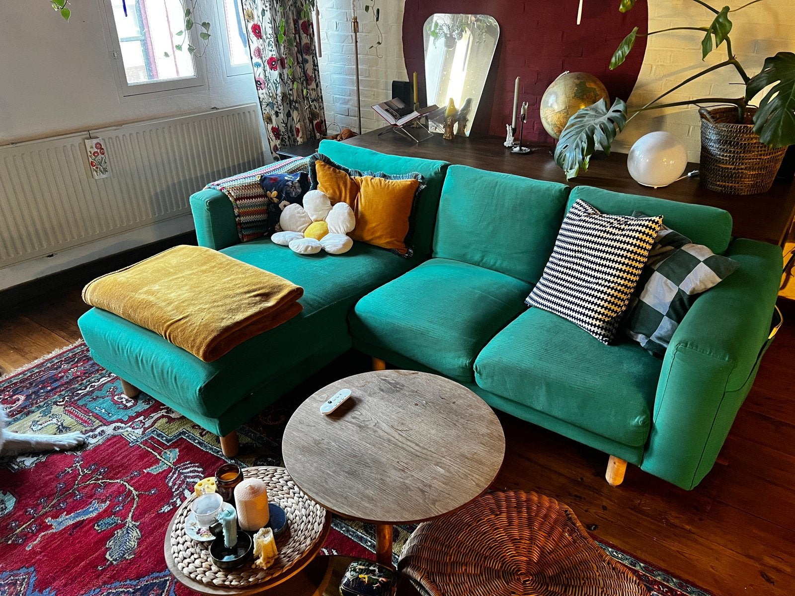 Zeer mooie IKEA bank met chaise longue - 235 breed, Ophalen, Gebruikt, 200 tot 250 cm, Vierpersoons of meer