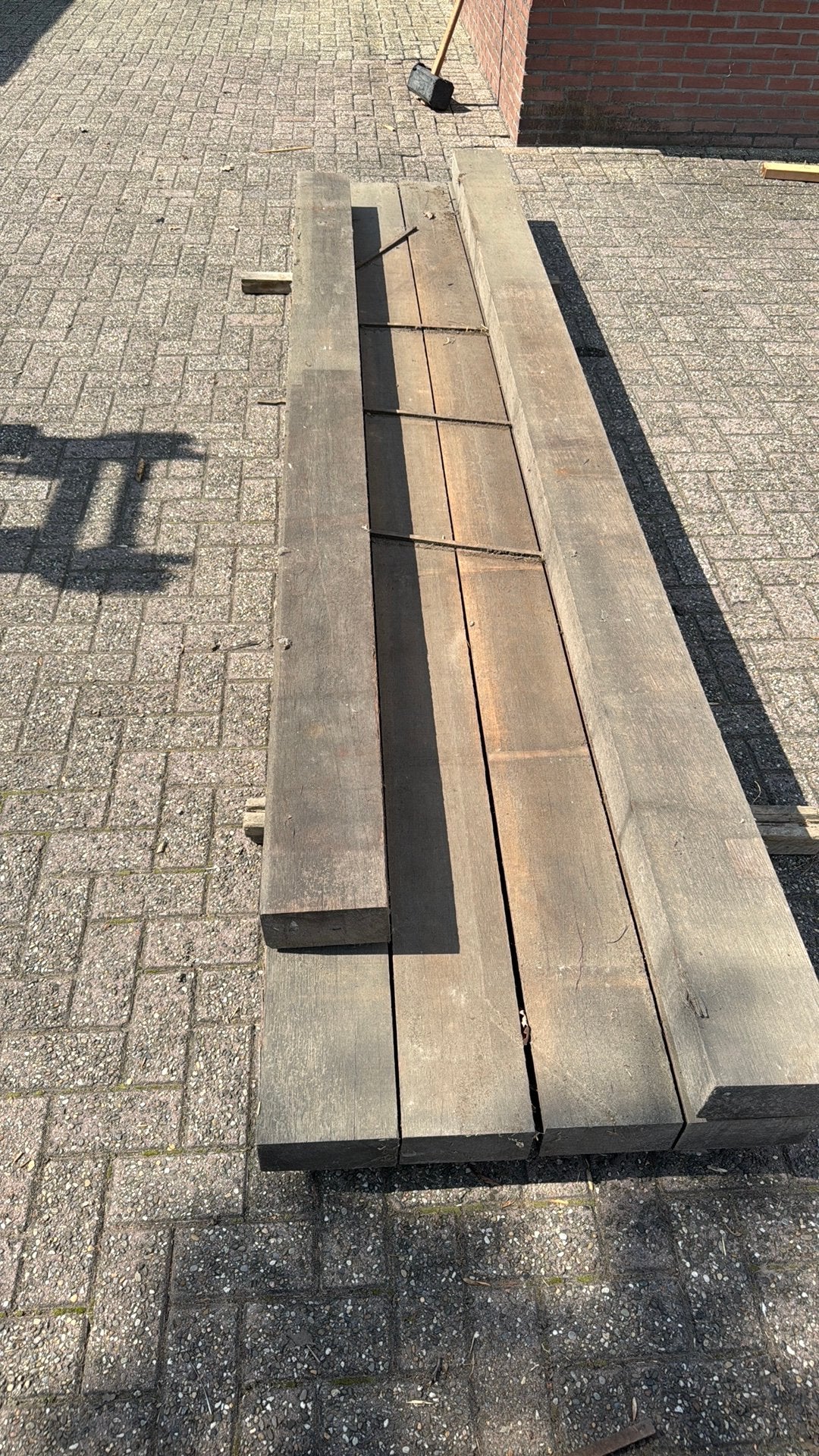 Houten balken 10x20x400 - 5 stuks, Ophalen, Zo goed als nieuw, Hout