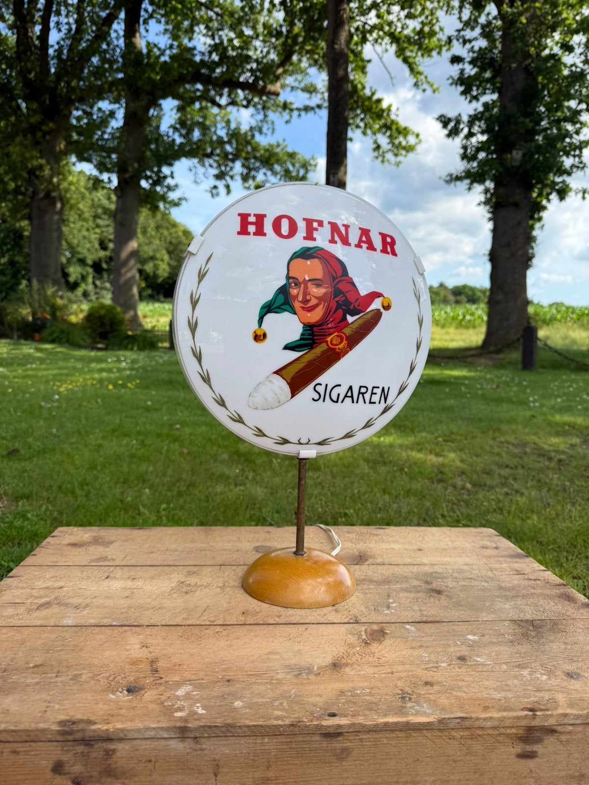 Oud reclame lichtbakje lichtbak hofnar sigaren Valkenswaard, Ophalen of Verzenden, Gebruikt, Lichtbak of (neon) lamp