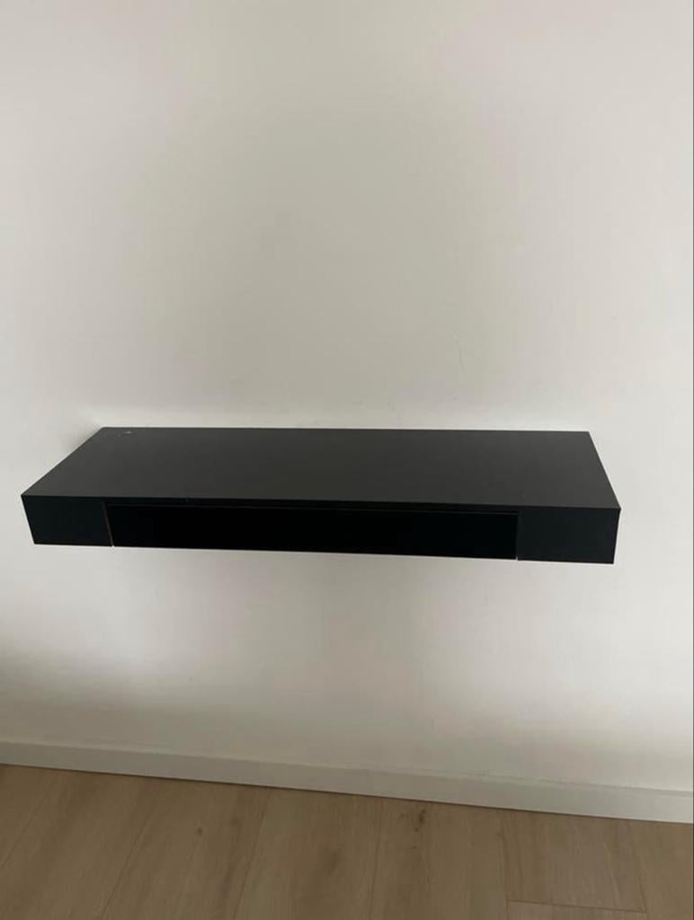 Zwarte zwevende wandplank met lade, Ophalen of Verzenden, Zo goed als nieuw