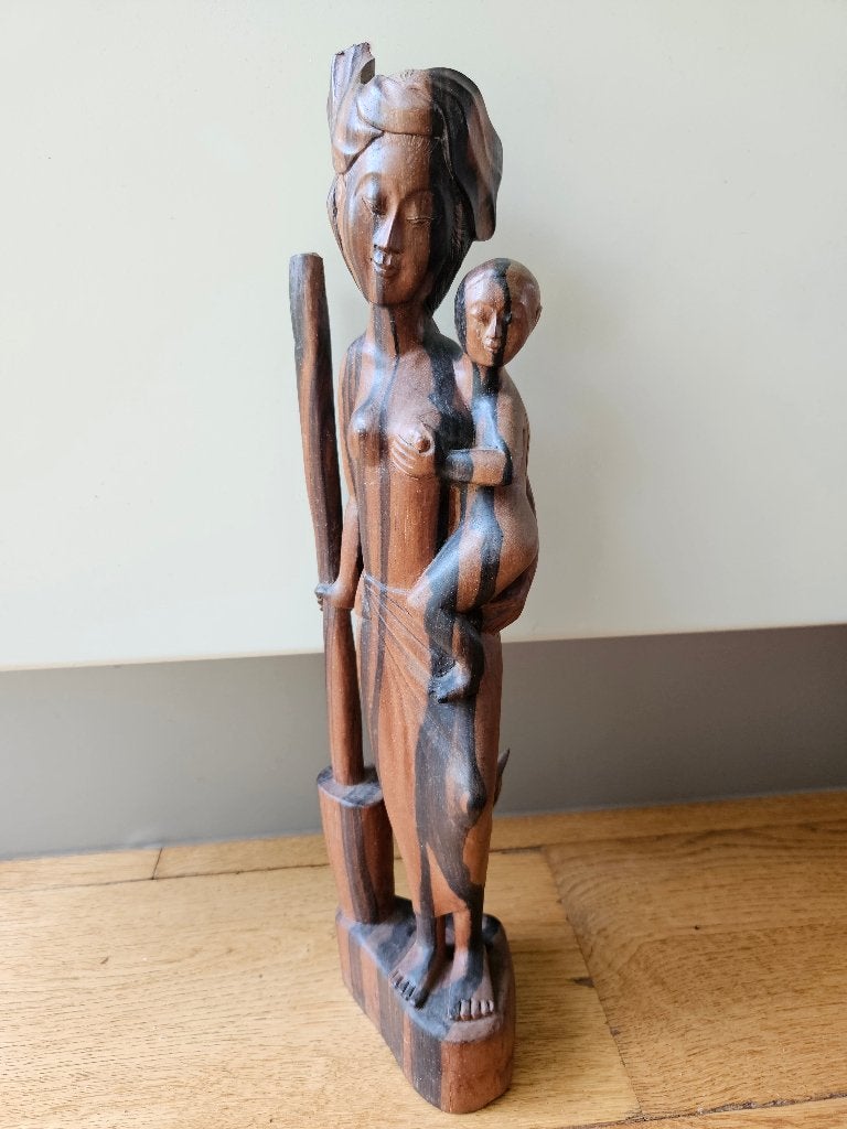Houtsnijwerk beeld uit Bali Indonesie, Ophalen of Verzenden, 20 - 50 cm, Hout, Bruin
