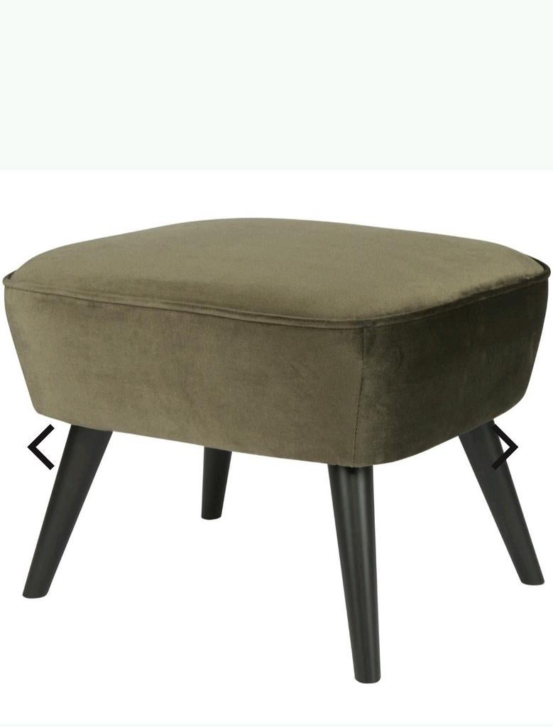 Woood Hocker Poef velvet groen, Huis en Inrichting, Tafels | Salontafels, Ophalen, 50 tot 100 cm, Rond, 50 tot 100 cm