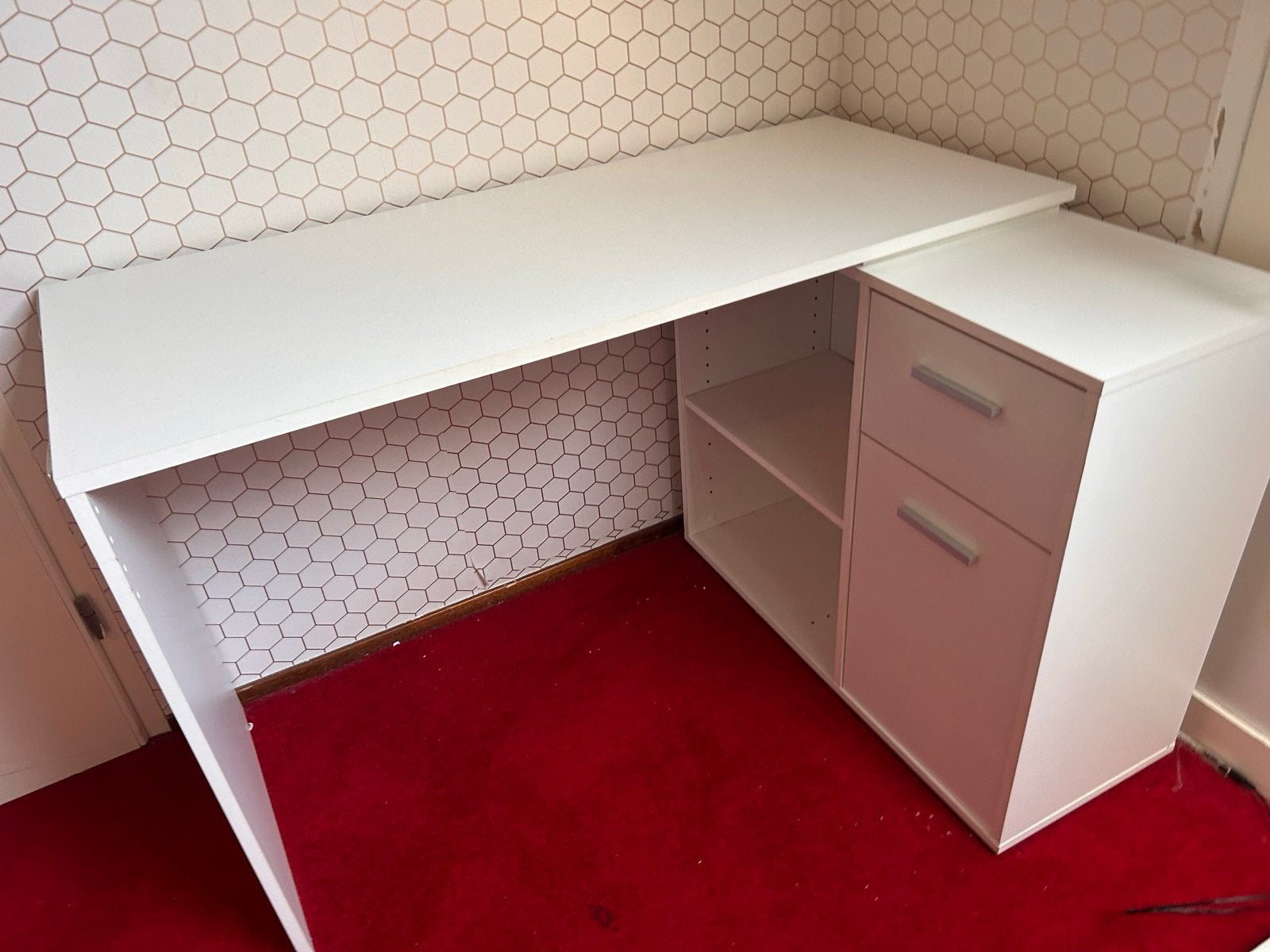 Wit ikea bureau met lades en opbergruimte, Huis en Inrichting, Ophalen, Gebruikt, Met lades, Spaanplaat of MDF