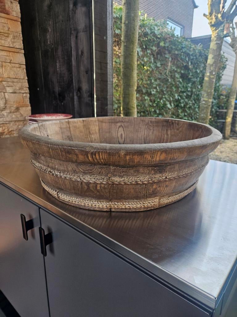 Vintage Franse olijf bak/olijvenmand plukmand, Ophalen, Rond, Hout, Minder dan 30 cm