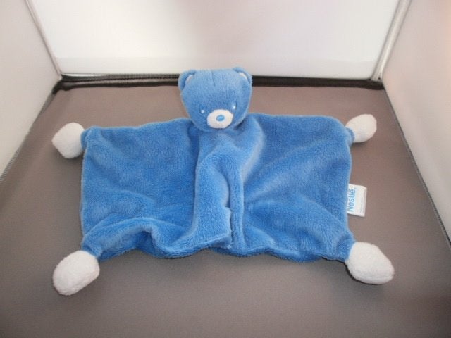 Nestle tut doek blauw beer witte voetjes knuffel velours of, Overige merken, Beer, Blauw, Nieuw