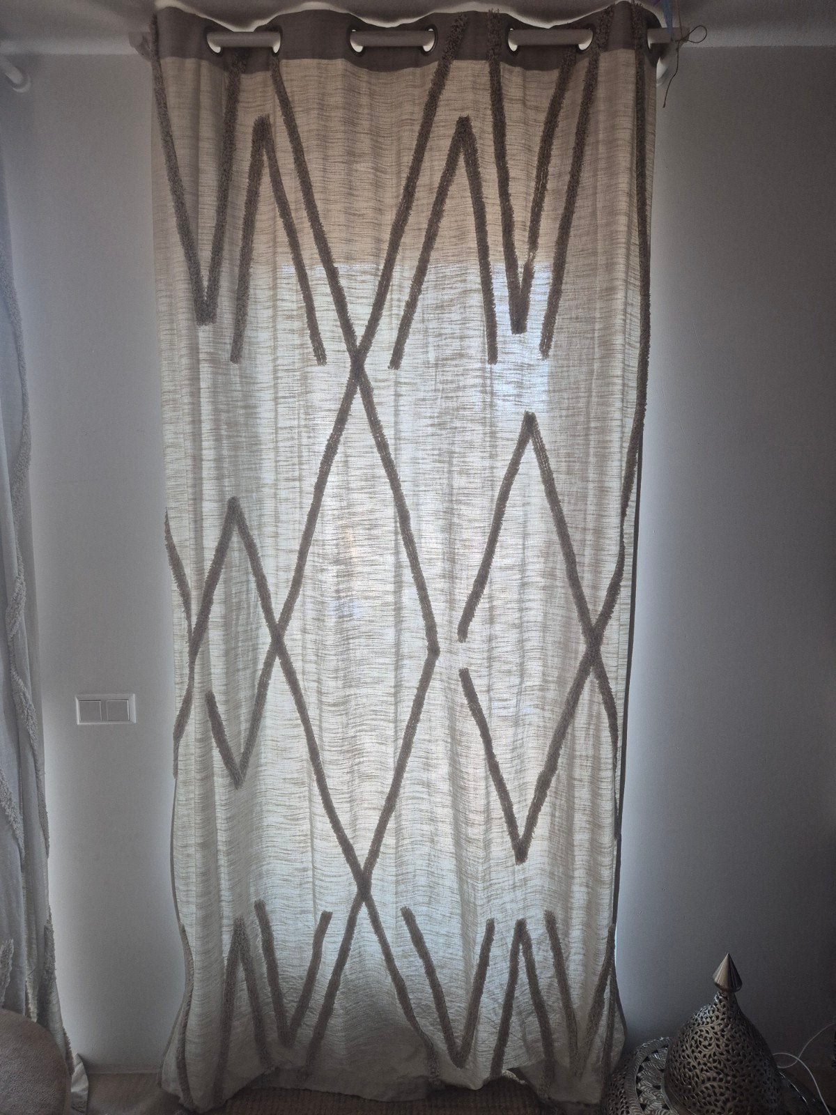 Gordijnen beige/grijs Sklum 140x260 2x, Ophalen, Zo goed als nieuw