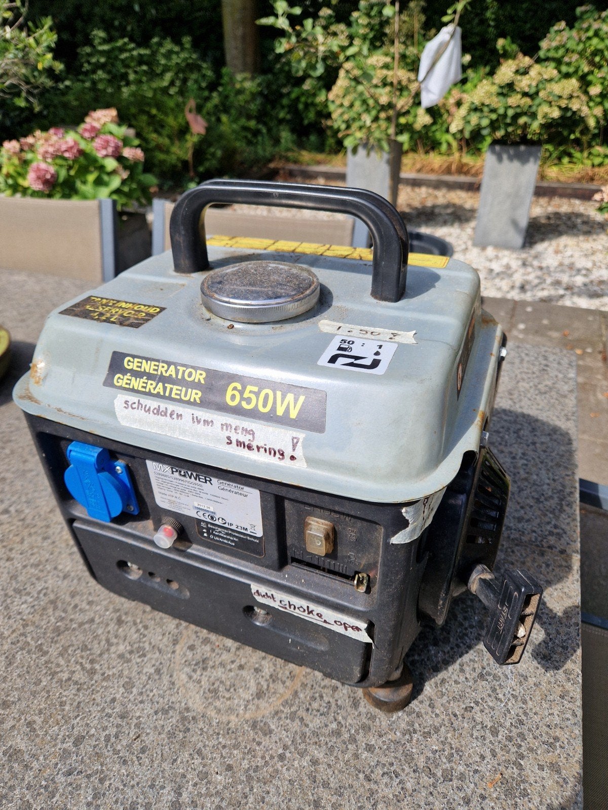 Noodaggregaat, stroomgenerator benzine 230V-650W, Ophalen, Gebruikt