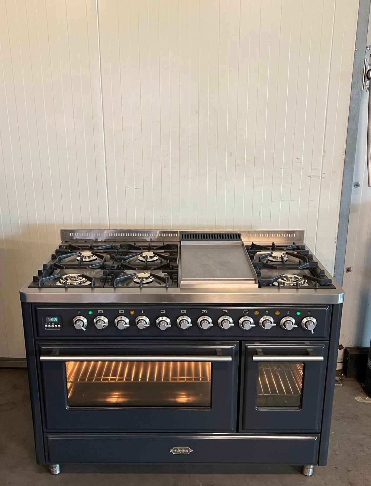 Luxe Boretti Majestic antraciet incl. afzuigkap – 120 cm, 60 cm of meer, Ophalen of Verzenden, Zo goed als nieuw, Gas