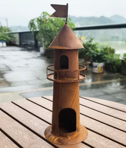 Tuin decoratie Vuurtoren kandelaar metaal roest, Ophalen of Verzenden, Nieuw