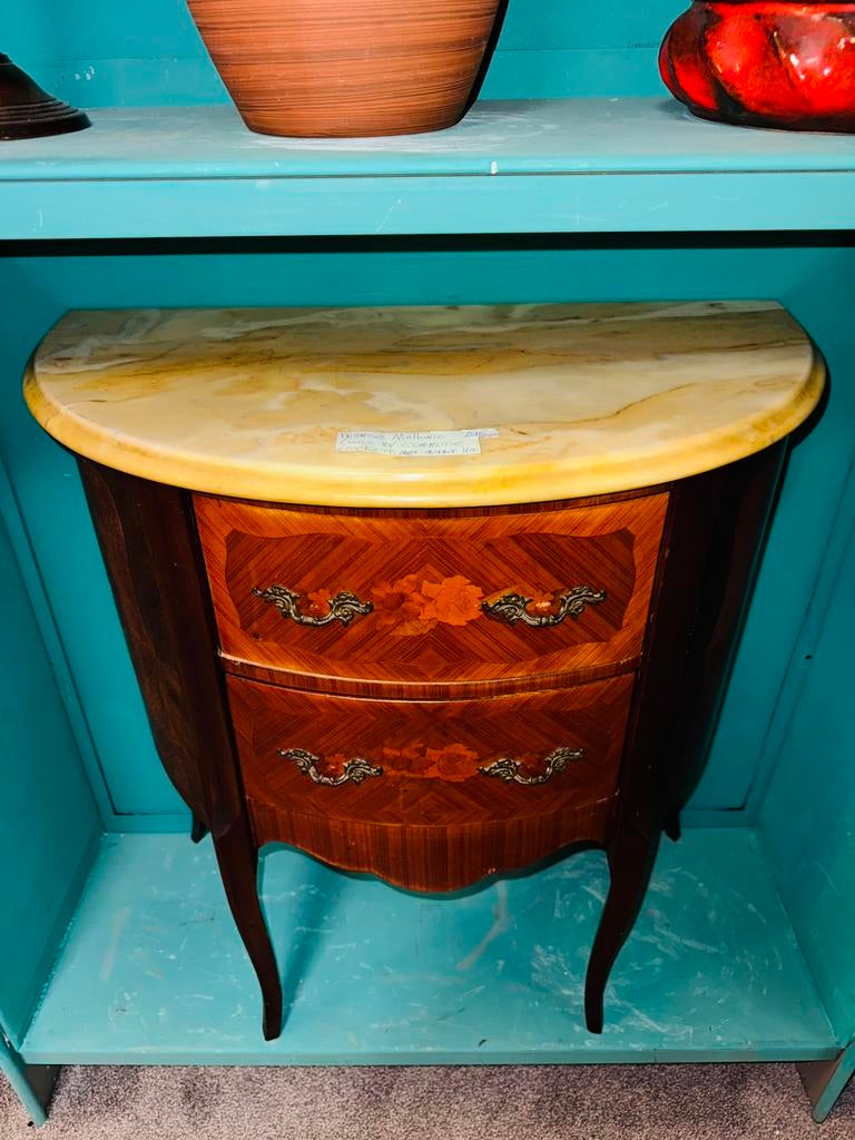 Franse Louis XV commode ladekast met marmer blad, Antiek en Kunst, Ophalen of Verzenden