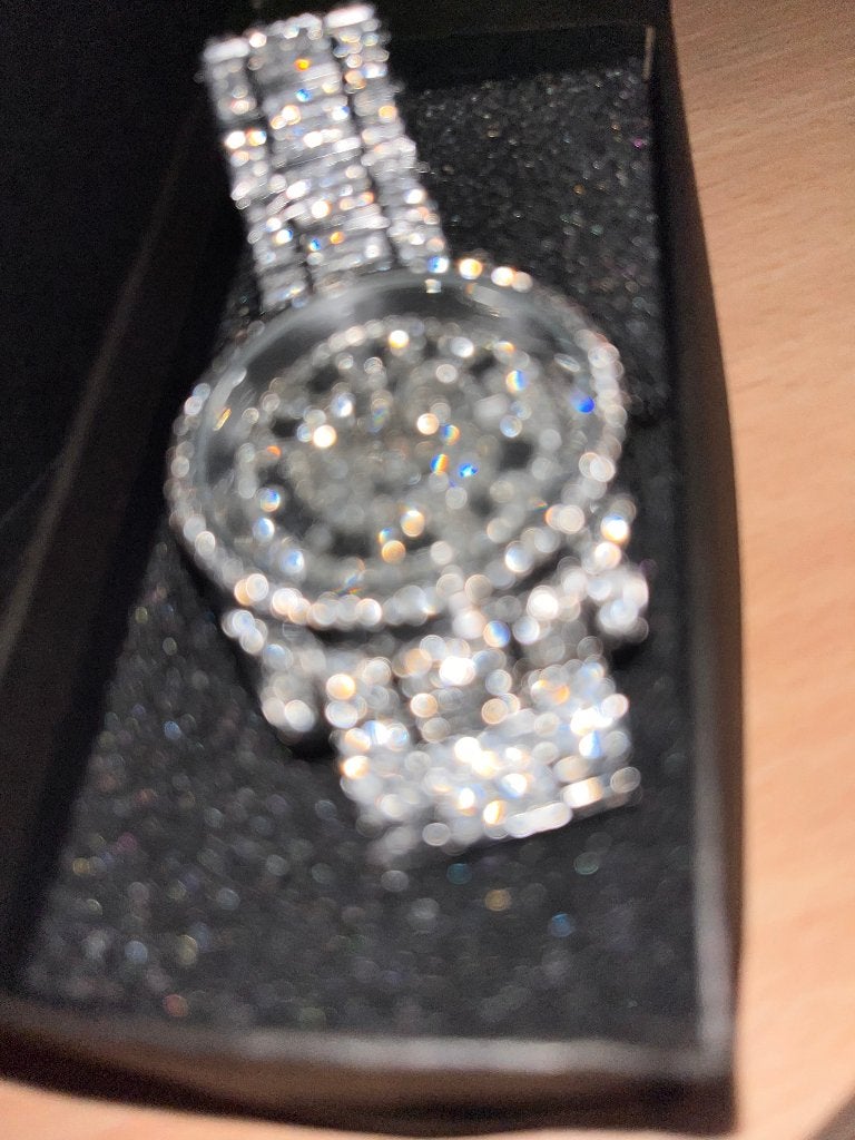 Moissanite iced horloge, Overige merken, Staal, Polshorloge, Nieuw