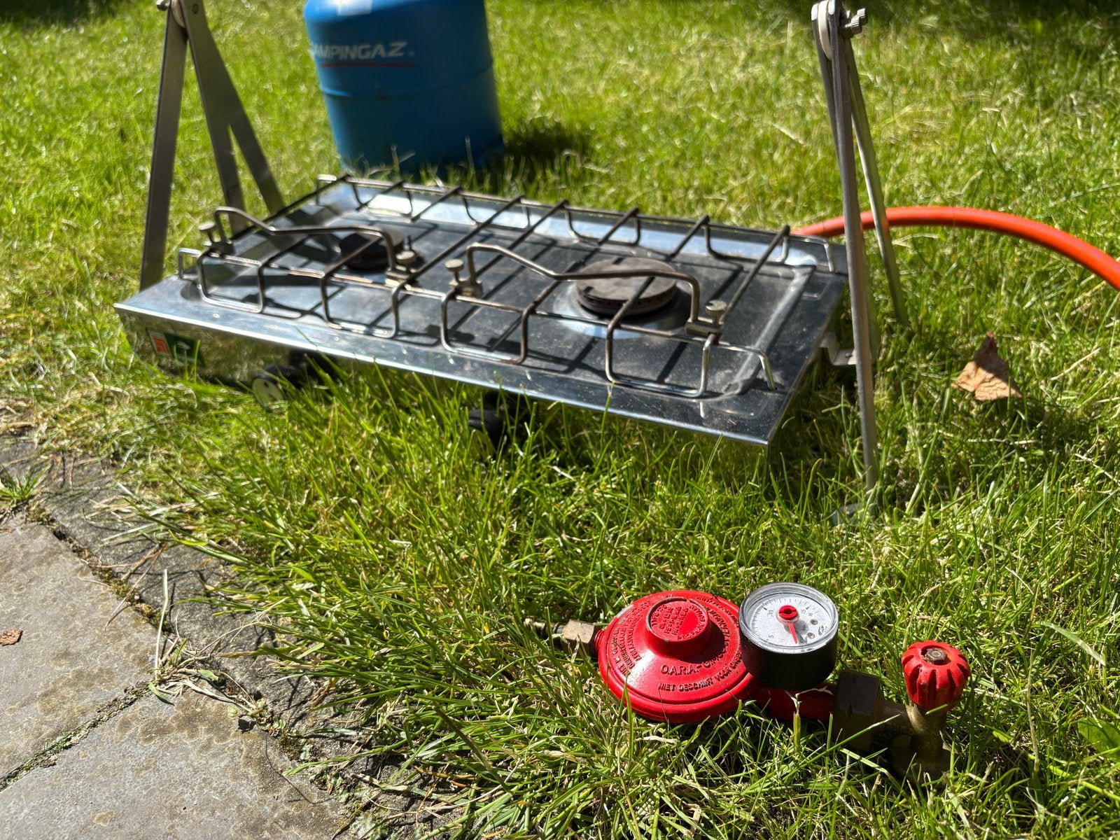 Gimeg techimpex cardanisch fornuis met gasfles, Ophalen, Gebruikt