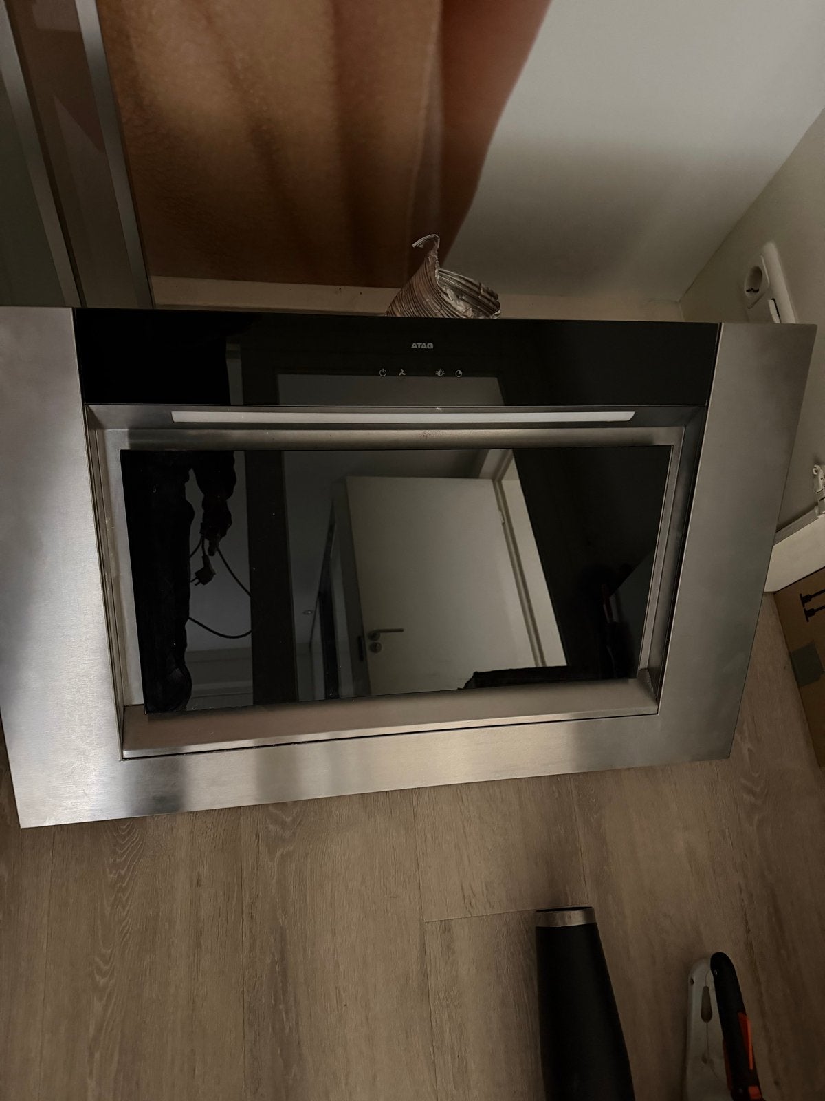 ATAG Afzuigkap - RVS met Zwart Glas, Witgoed en Apparatuur, Ophalen, Wandschouwkap, Zo goed als nieuw, Vrijstaand