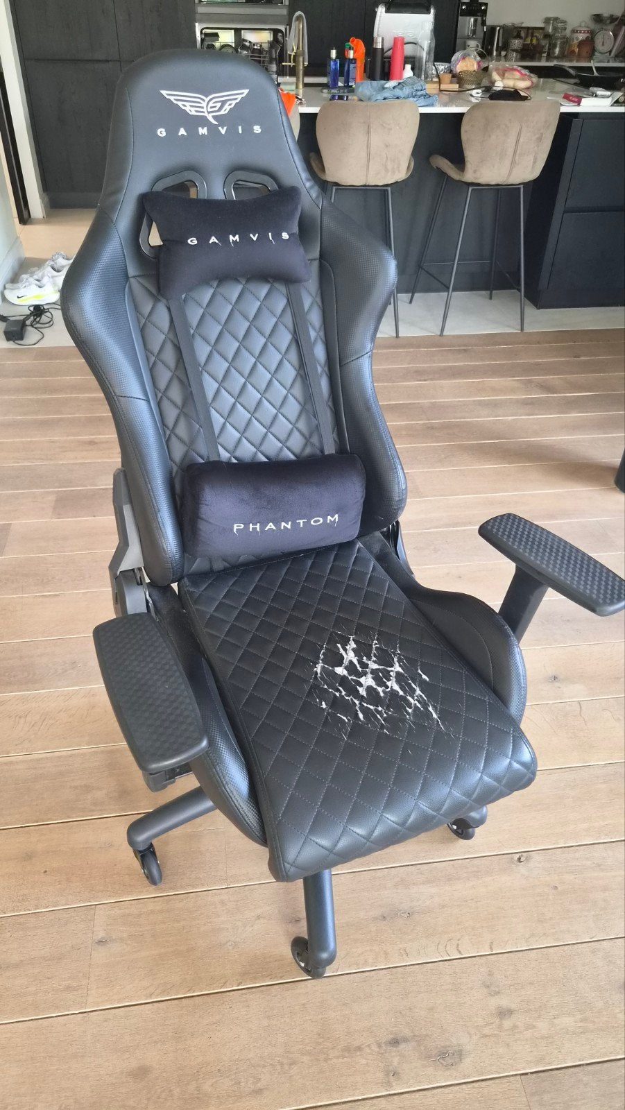 Gamvis Phantom Gaming Stoel - Zwart, Gebruikt, Huis en Inrichting, Stoelen, Ophalen, Gebruikt, Zwart, Gaming, Ergonomisch