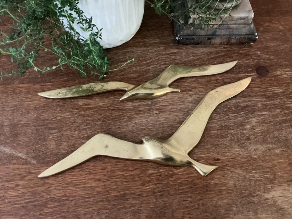 Vintage messing vogels, Metaal, Decoratieobject, Ophalen of Verzenden, Met ophangsysteem