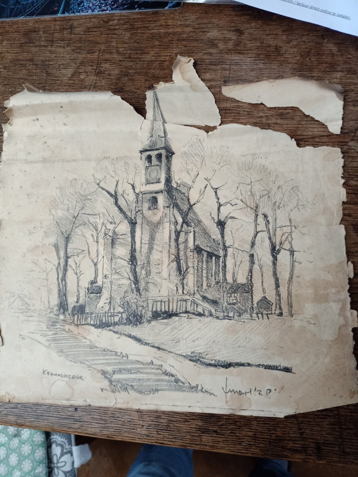 Frans Mars potloodtekening Krommeniedijk, Antiek en Kunst, Kunst | Tekeningen en Foto's, Ophalen