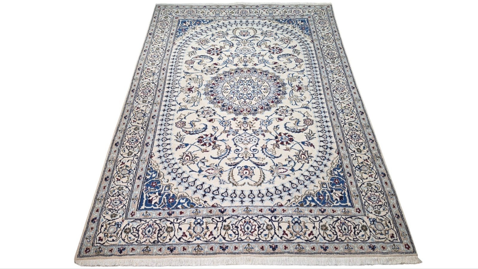 Handgeknoopt Perzisch wol Naïn tapijt medallion 205x300cm
