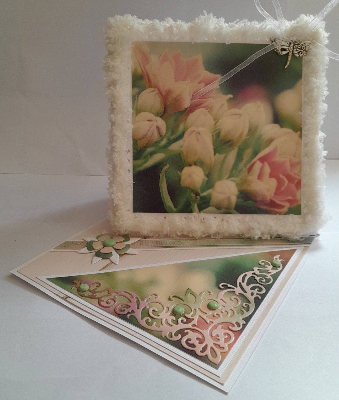 tulpen kaart, met gehaakte rand., Ophalen of Verzenden, Zo goed als nieuw, Kerst