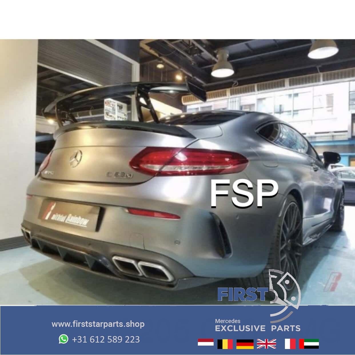 W205 C205 COUPÉ C43 C63 AMG BLACK SERIES CARBON VLEUGEL Merc, Auto-onderdelen, Gebruikt, Ophalen of Verzenden, Achter, -