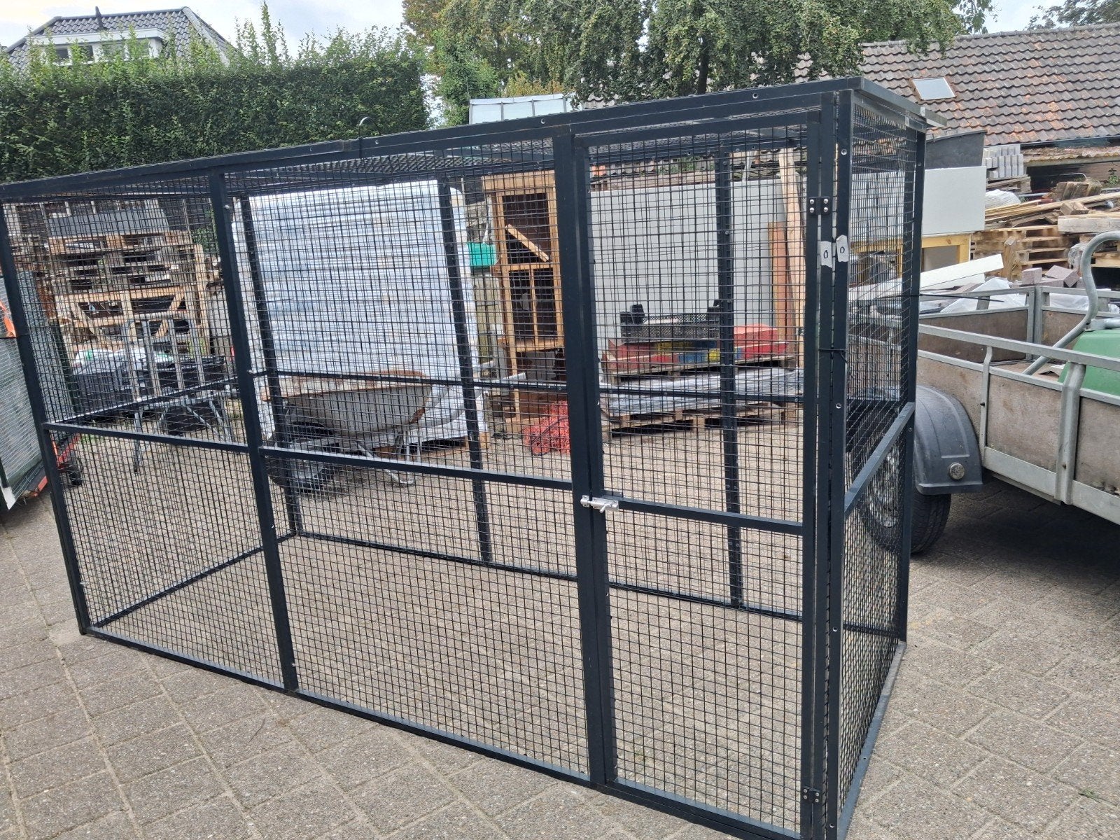 antraciet aluminium volière met zwarte gaas, Dieren en Toebehoren, Ophalen, Aluminium, Volière