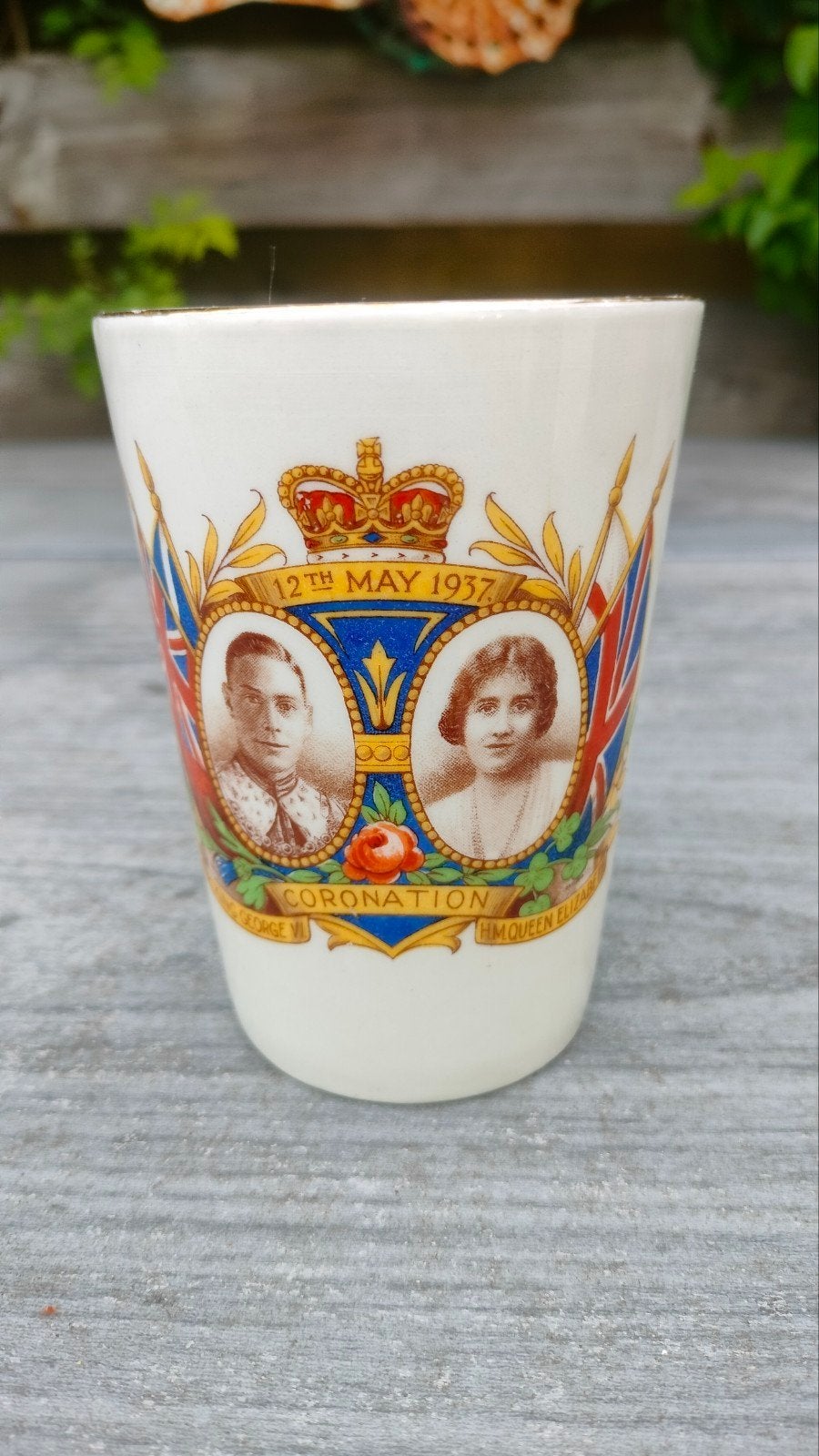 Vintage Kroningsbeker George VI & Elizabeth 1937, Ophalen of Verzenden, Gebruikt, Servies