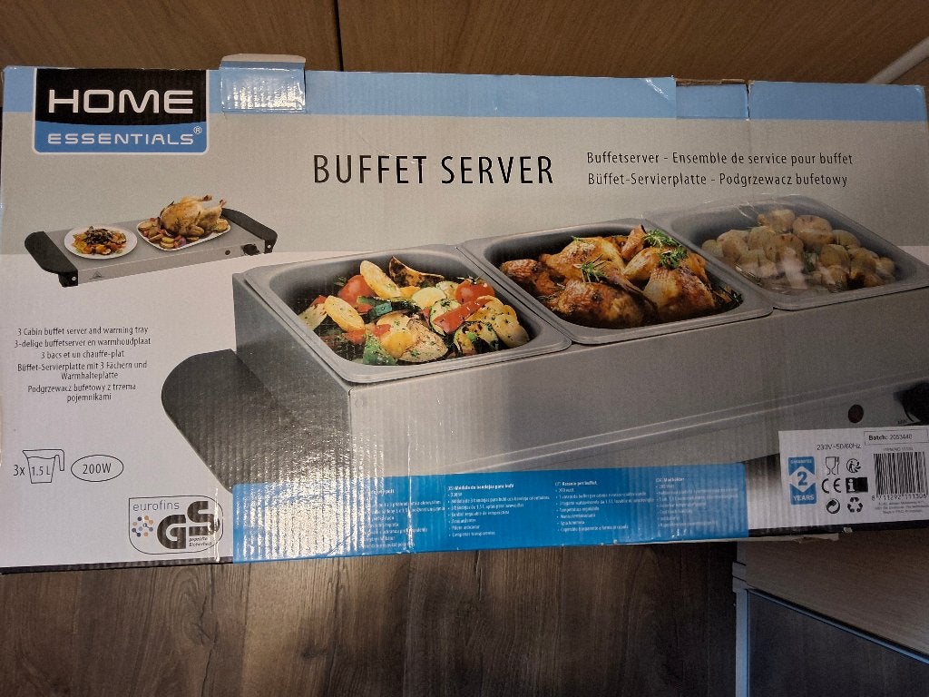 Home Essentials Buffet Server (3 x 1.5L, 200W), Ophalen, Overige typen, Zilver, Zo goed als nieuw