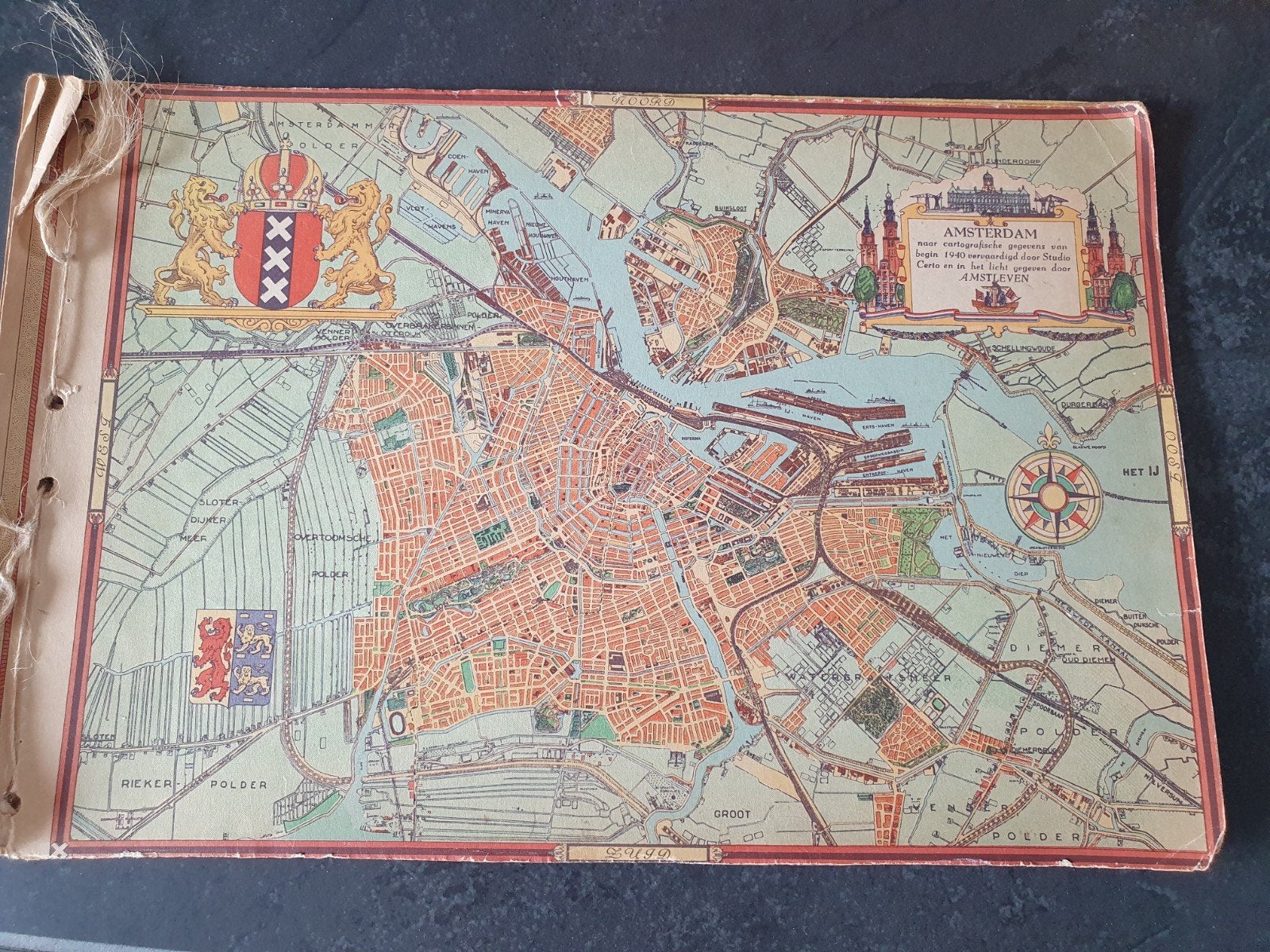 Antiek landkaarten boek 12 provincie landkaarten uit 1940, Antiek en Kunst, Ophalen of Verzenden
