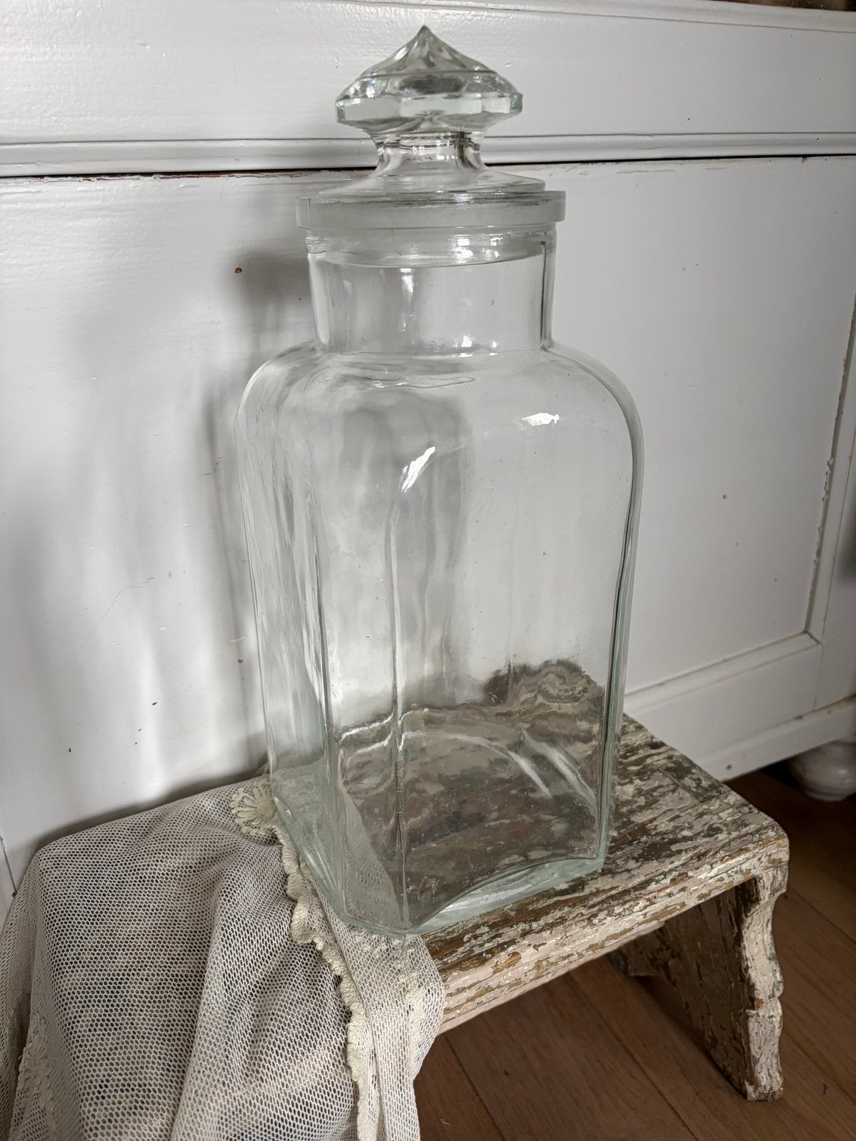 Oude grote ( snoeppot ) glazen voorraadpot, Ophalen of Verzenden
