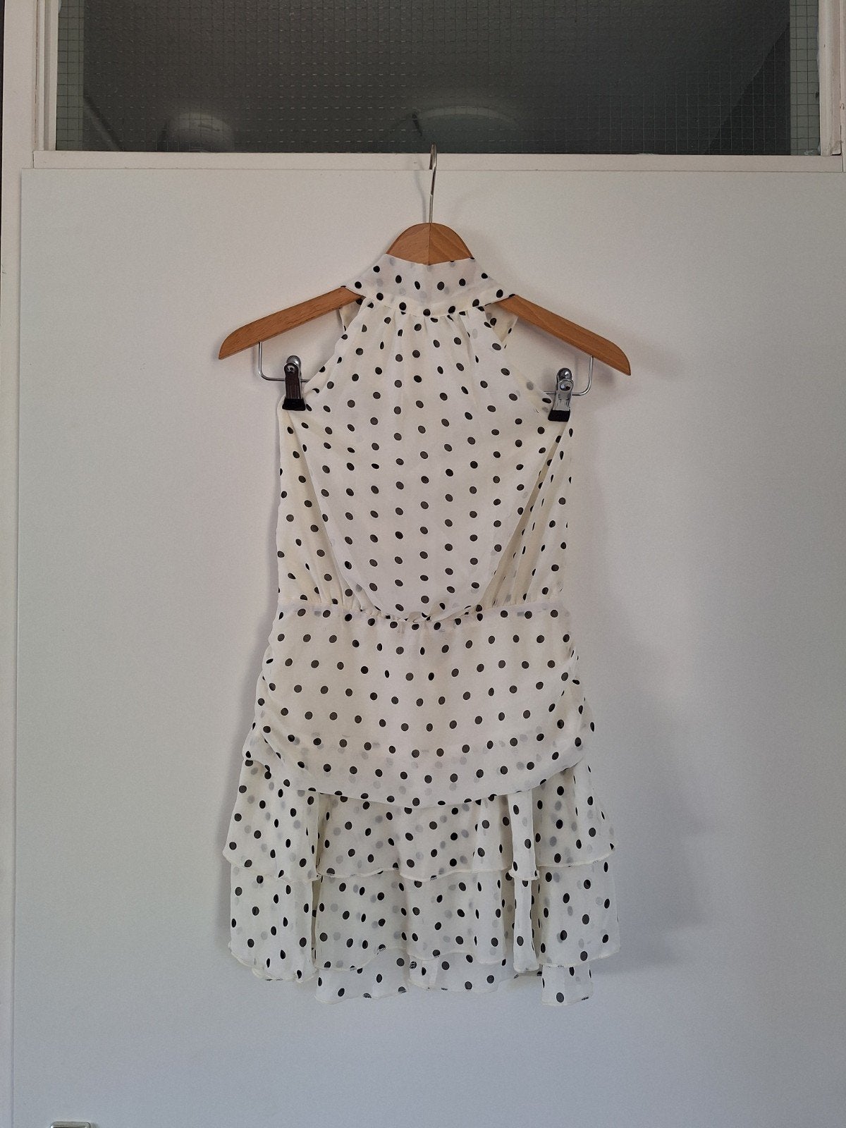 Mooi Off White jurkje met zwarte stippen mt. S €5,-, Kleding | Dames, Wit, Ophalen of Verzenden, Zo goed als nieuw, Maat 36 (S)