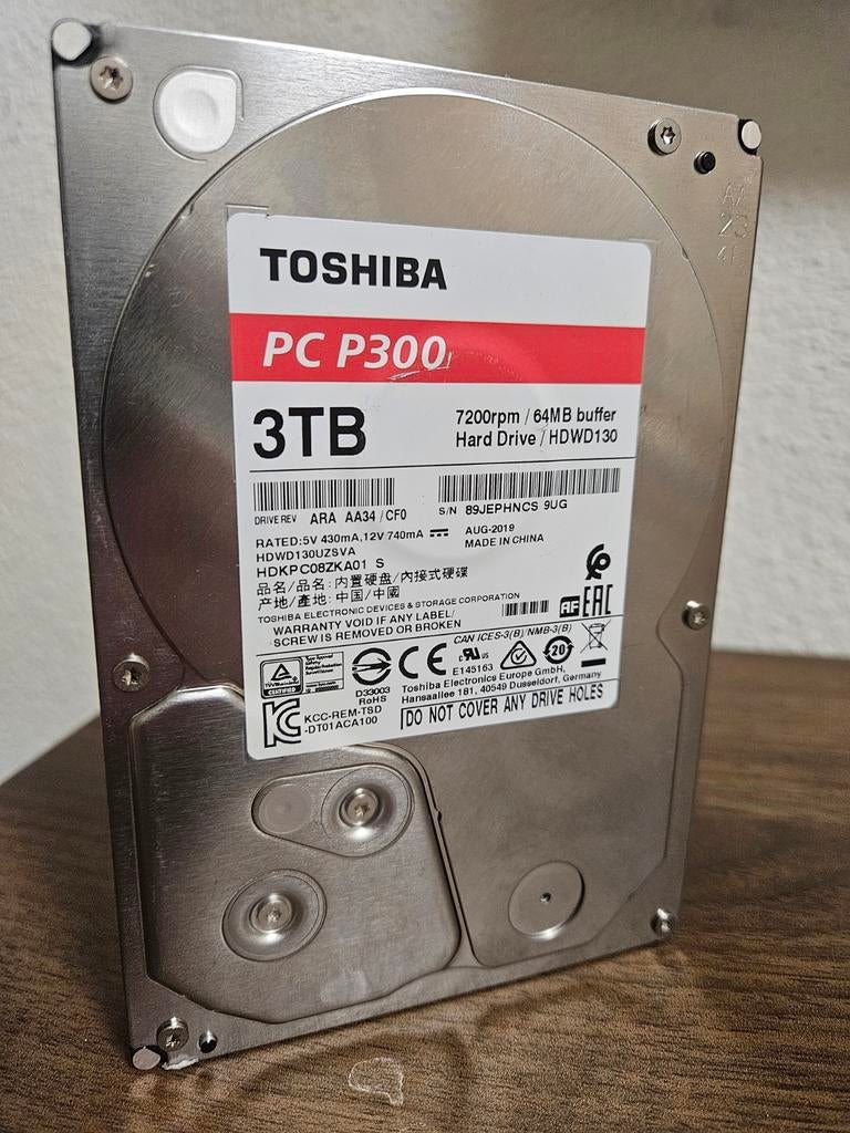 Toshiba 3TB HDD, 4 beschikbaar., Computers en Software, Intern, Toshiba, Ophalen of Verzenden, Zo goed als nieuw