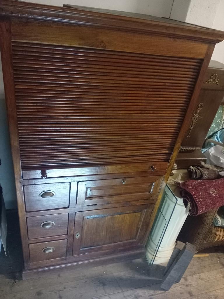Koloniale kast met rolluik en laden, Huis en Inrichting, Kasten | Overige, Zo goed als nieuw, Ophalen