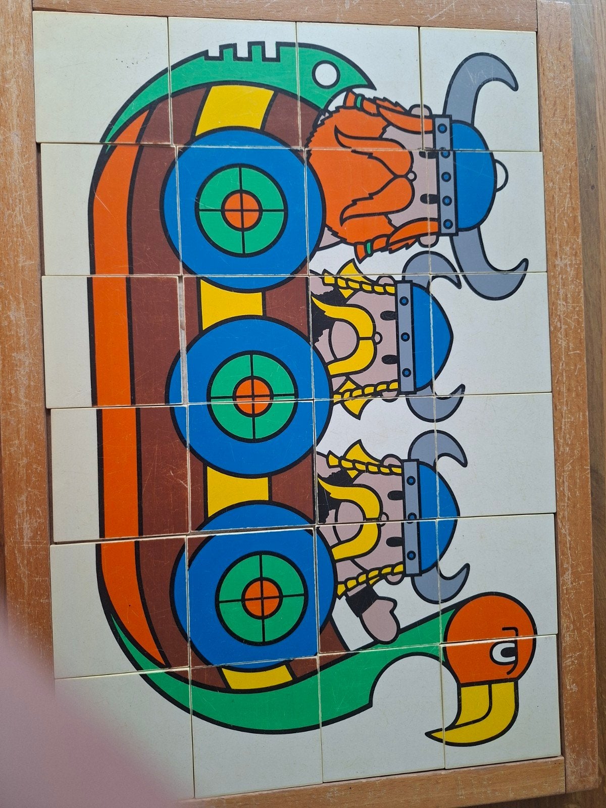 Vintage Kleuterschool Puzzel - Viking Schip 28x40cm, Ophalen of Verzenden, 10 tot 50 stukjes, Gebruikt, 4 tot 6 jaar