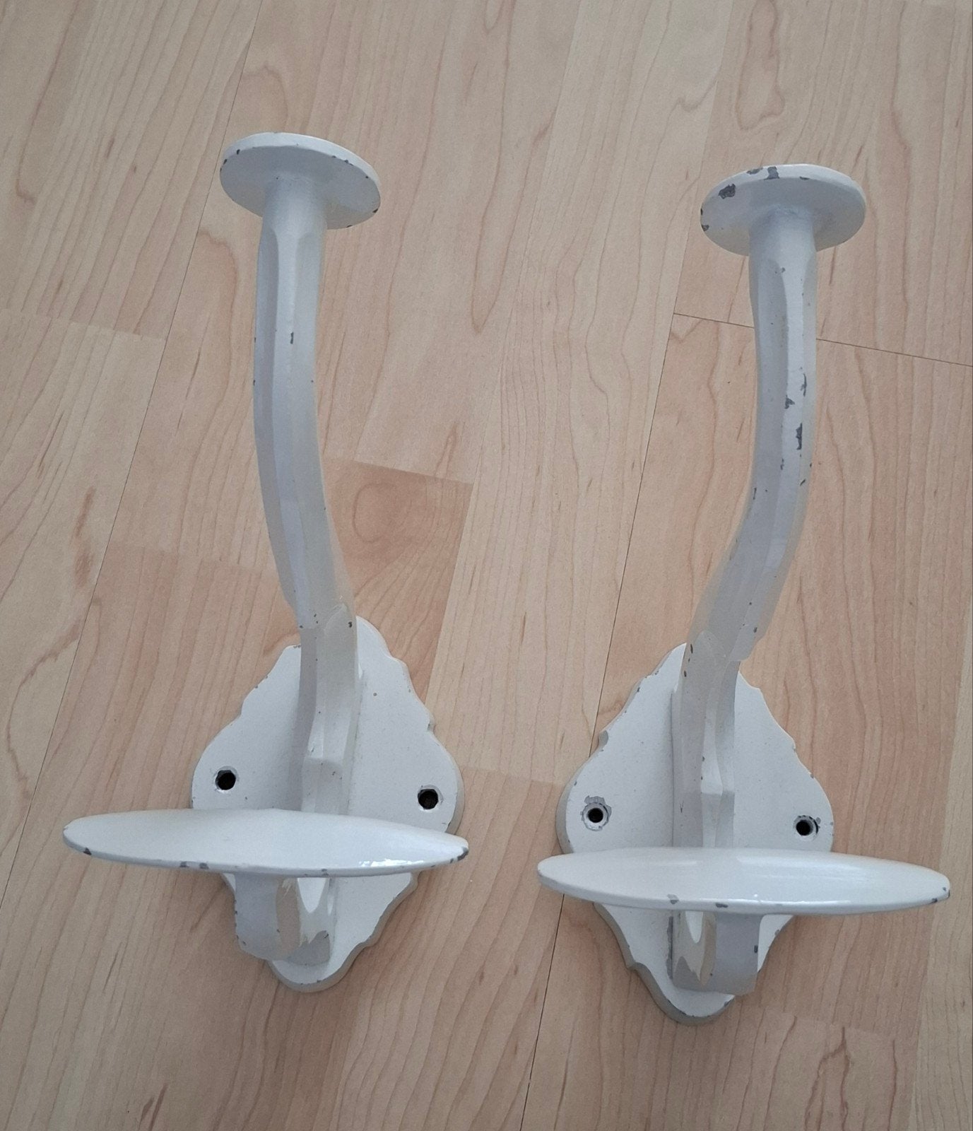 Set van 2 vintage witte wandhaken, Gebruikt, Wandhaken, Ophalen of Verzenden, Minder dan 100 cm