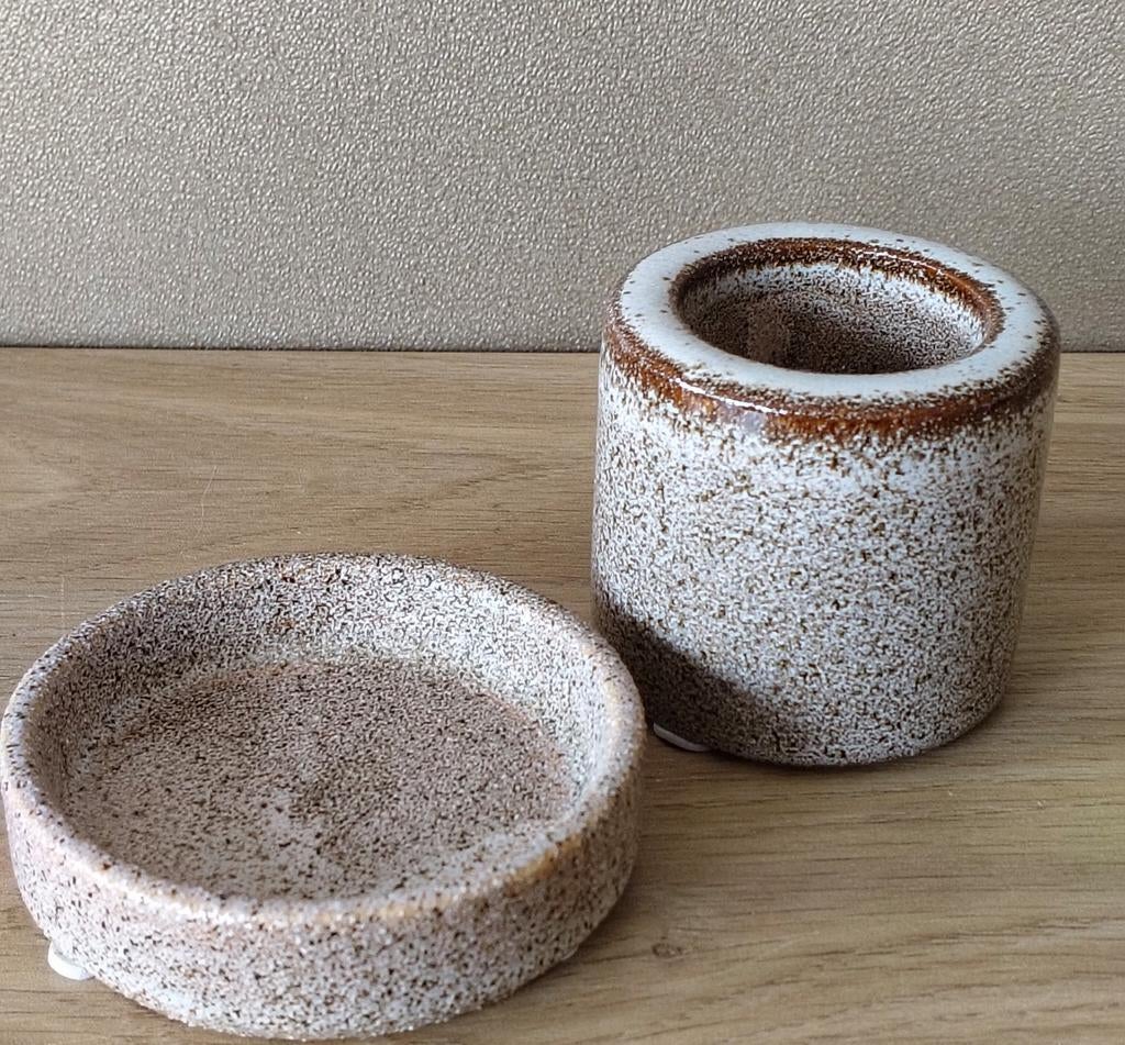 NIEUW*KANDELAAR/WAXINELICHTJE MET ONDERZETTER INTRATUIN, Overige materialen, Bruin, Verzenden, Nieuw