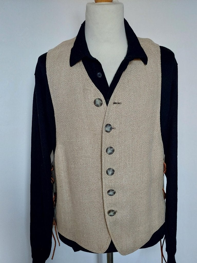 Luciano Soprani linnen gilet in maat 52.Nieuw!!, Maat 52/54 (L), Luciano Soprani, Verzenden, Beige