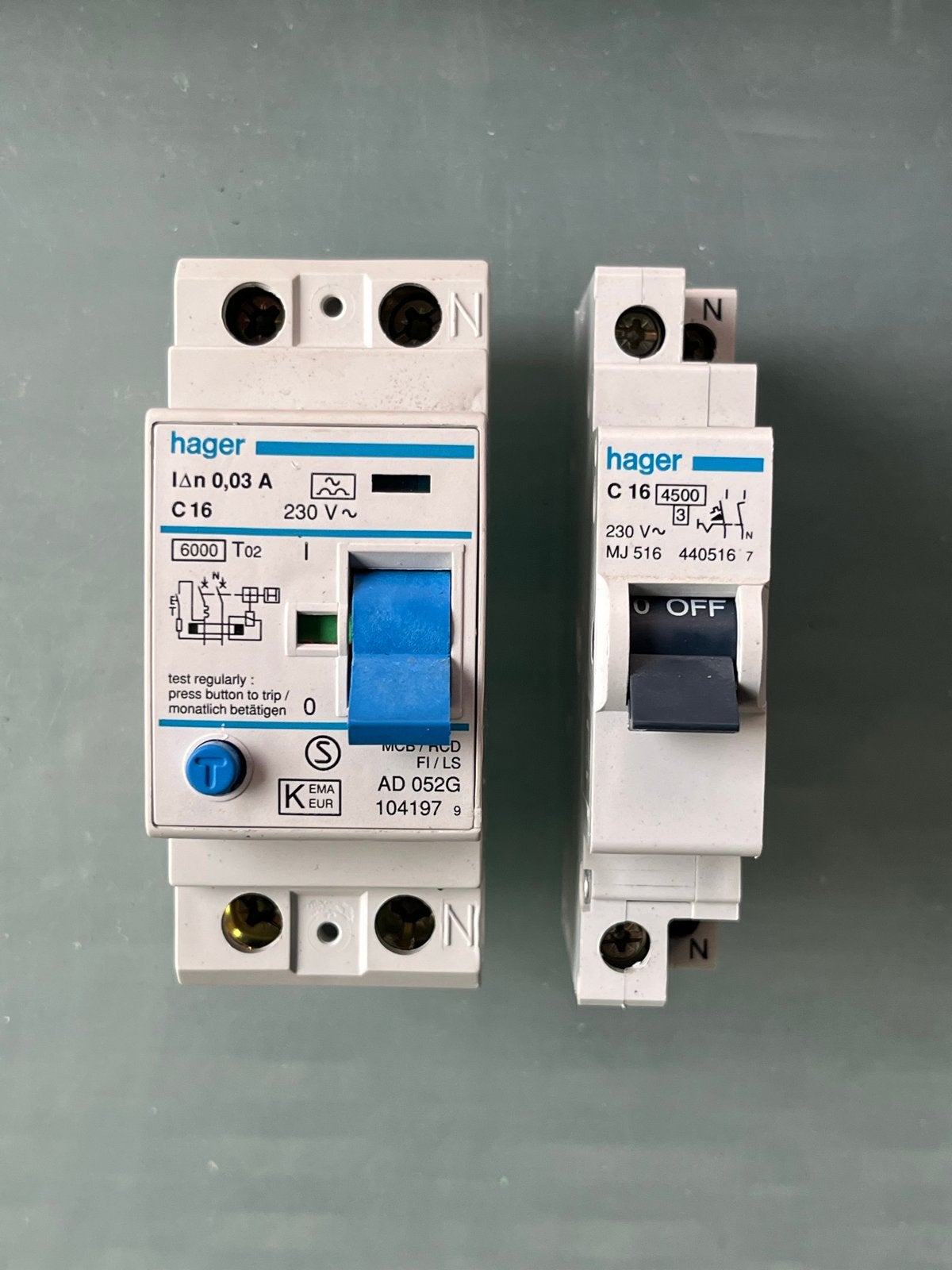 Hager & Hafonorm installatieautomaten/aardlekschakelaar, Ophalen of Verzenden, Gebruikt, Hager, Aardlekschakelaar