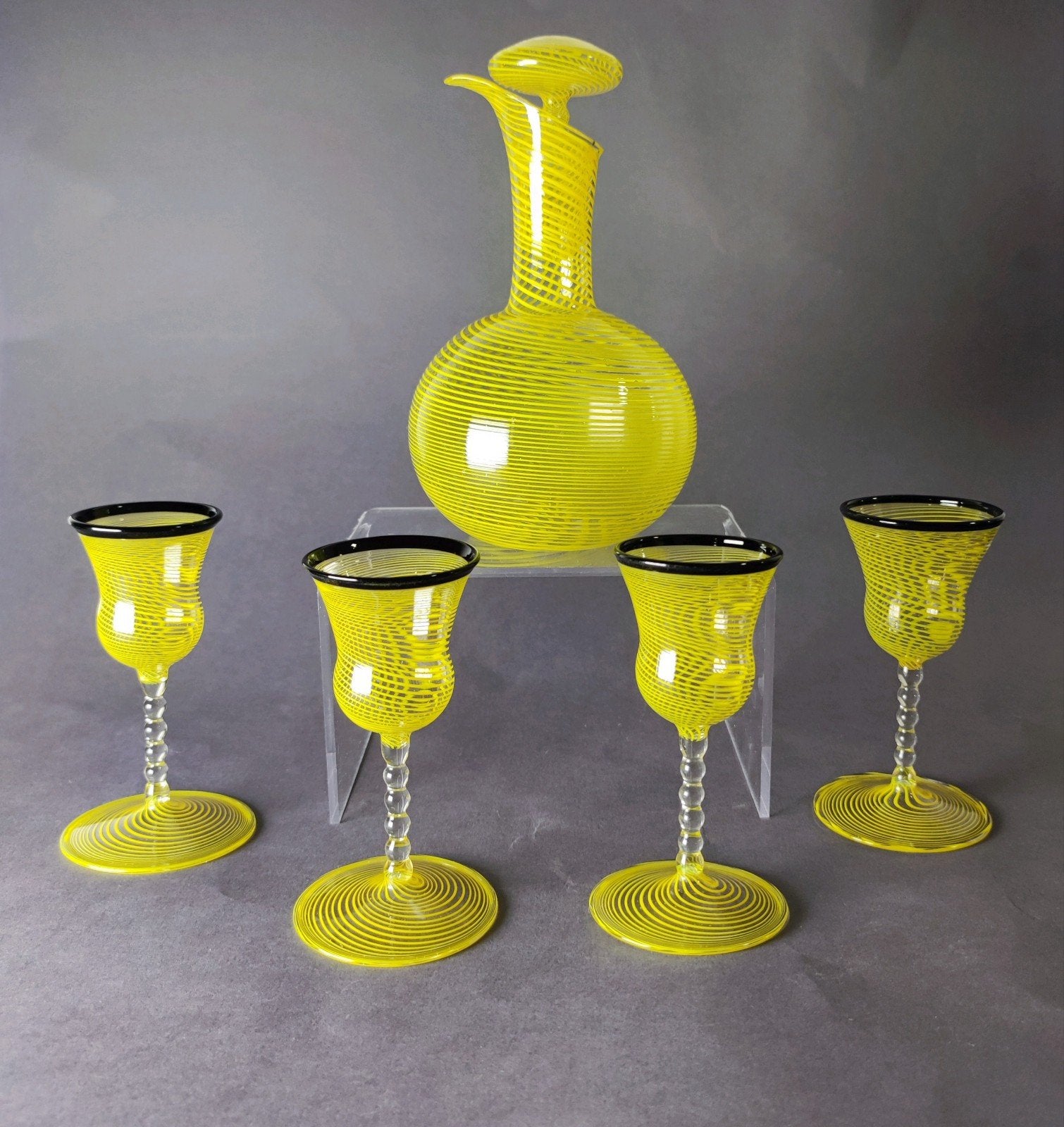 Antiek Lauscha glas Bimini likeurglazen draadglas Art Deco, Antiek en Kunst, Antiek | Glas en Kristal, Ophalen