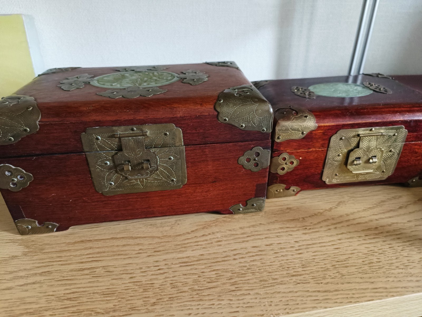 Set van 2 Chinese Juwelen Doosjes met Jade en Koper Shang, Ophalen of Verzenden